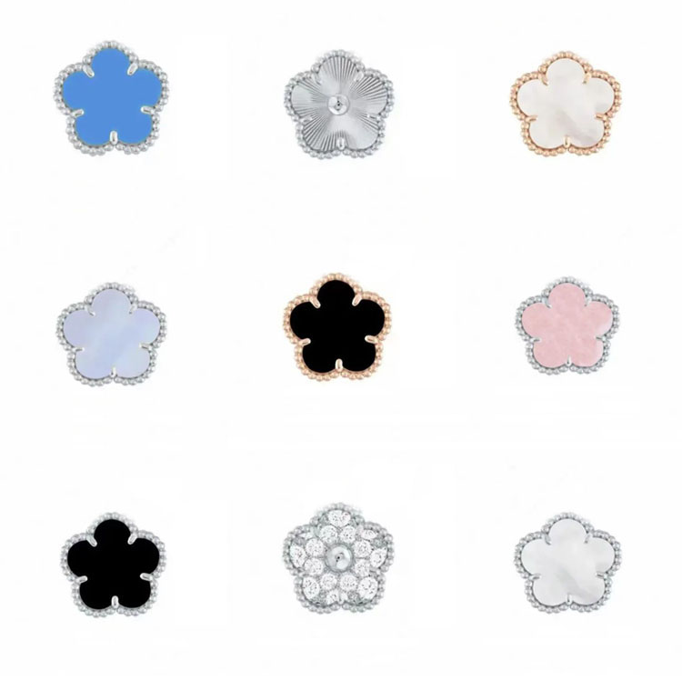 15mm Clover Four leaf Earrings Fashion Classic Jewelry Chain 18K Gold Earing Agate Shell Mother-of-Pearl Stud for Women Charm Studs Chain Wedding Mother' Day Girl Gift