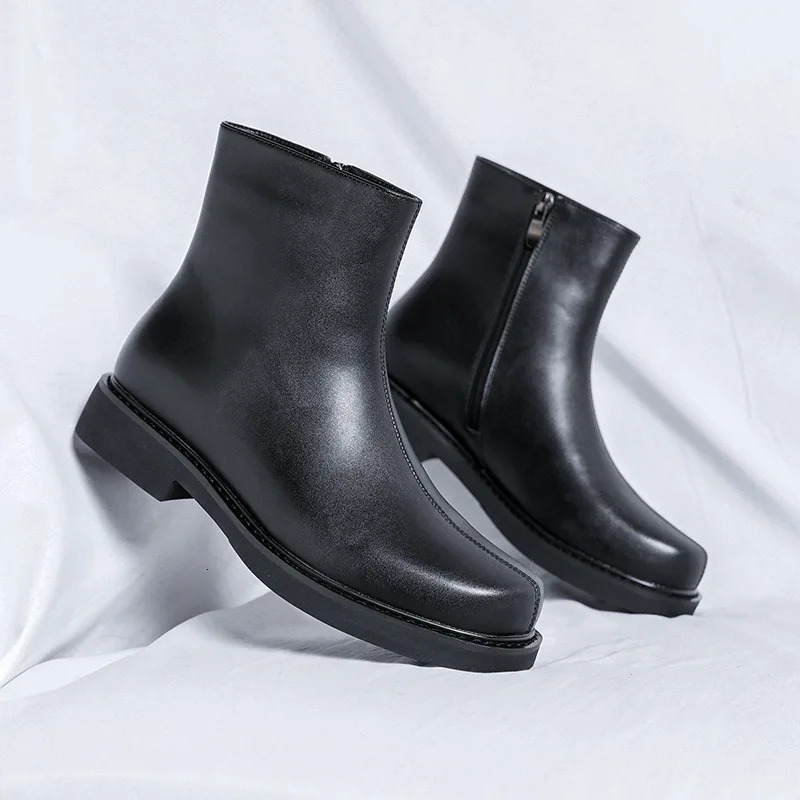 British style mens fashion chelsea boots square toe shoes cowboy original leather boot handsome ankle botas mans 250715