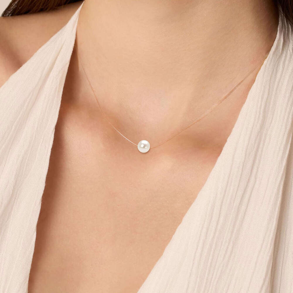 Natural Freshwater Pearl Collarbone Necklace For Women, Teardrop Invisible Pendant, Tiktok Internet Celebrity Be9