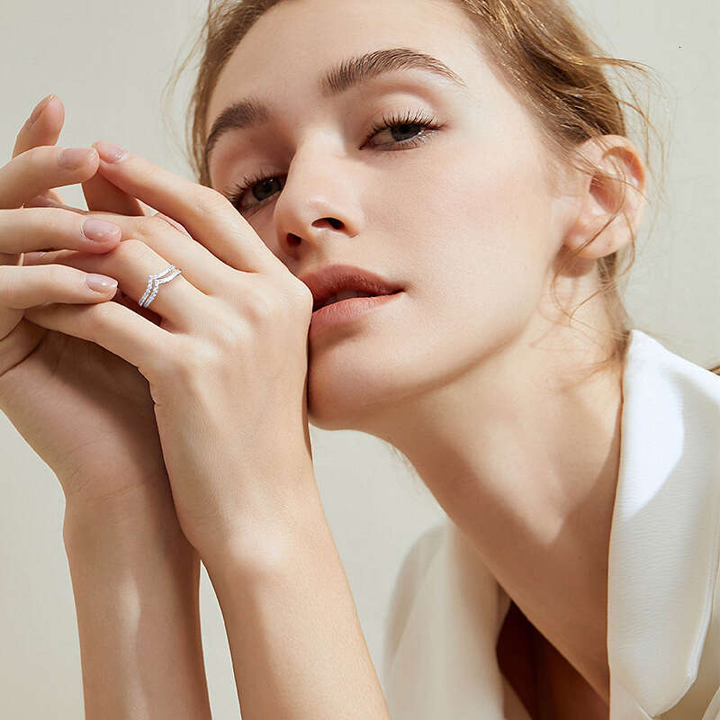 Trendy Hot-Selling Fashion Ins Moissanite S Pure Silver Gold-Plated Qixi Festival Stackable Ring Gift For Girlfriend Ba2