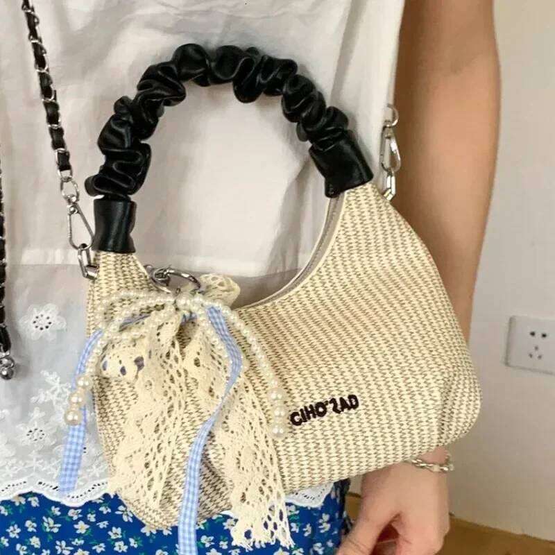 2025 Women's Unique Color-Blocking Chain Strap Crossbody Tote Handbag - Summer Versatile Elegant Small Compact Purse