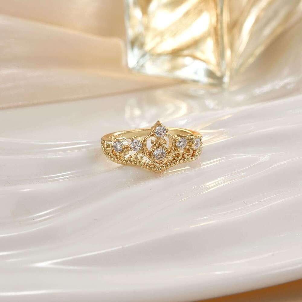 Amazon Shein Sun Heart Crown Geometric Design Light Luxury Fashion Ring Women's Jewelry E8e