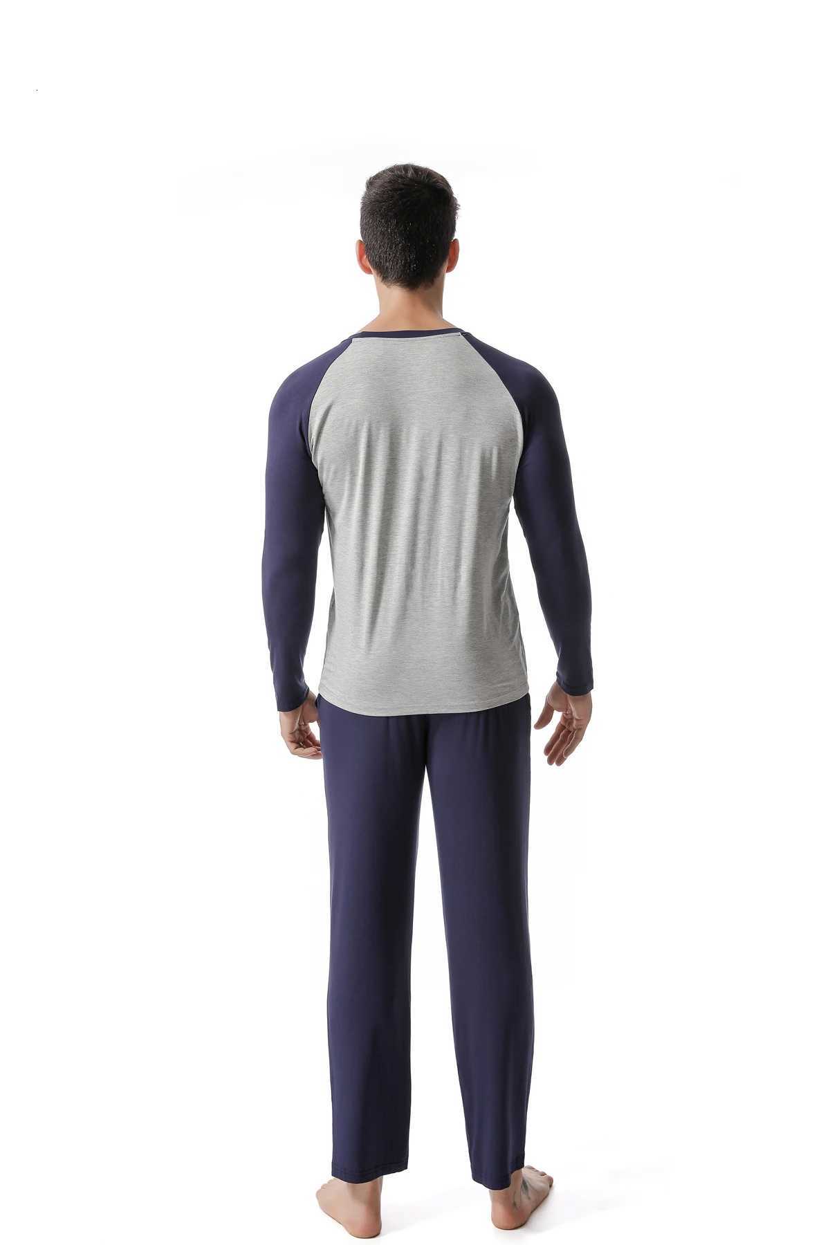 Mens Spring and Summer Modal Pajamas Homewear Suit Loose Fit Plus Size Thin Section of the Autumn Shirt Bottoming Shirt Suit W250717