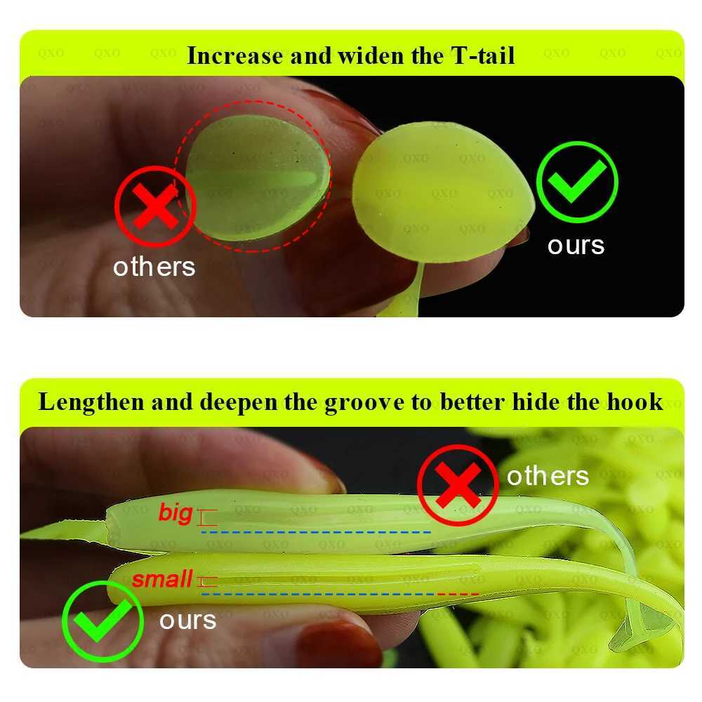 QXO 10pcs/Lot 13cm 10cm Soft Worm Lures Silicone Swimbait Bait Sea Fish Pva Wobblers Goods For Fishing Artificial Tackle Z250717