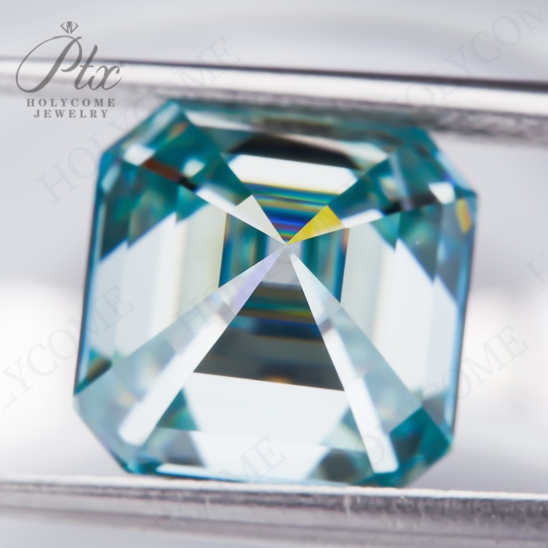 Hot Sale Asscher Brilliant Cut Aqua Blue Tone Original Color VVS1 Mossanite Diamond All Sizes 1ct to 10ct GRA Diamond Loose Moissanite Stone