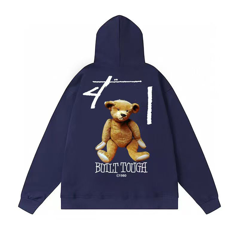 Cotton Bear Print Hoodie Fashionable Loose Fit Pullover for Autumn and Winter L251018K743