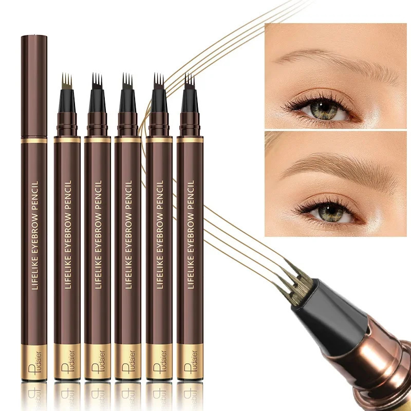4 Colors 1pc Waterproof Liquid Eyebrow Pen with 4 Split Tips for Natural and Long - lasting Eyebrow Makeup Microblading Effect 250712