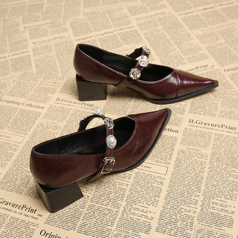 1665-5 Comfortable High Heels with a Sense of Sophistication, 2025 New Shallow Mary Jane Versatile Single Shoes ddmysaturn