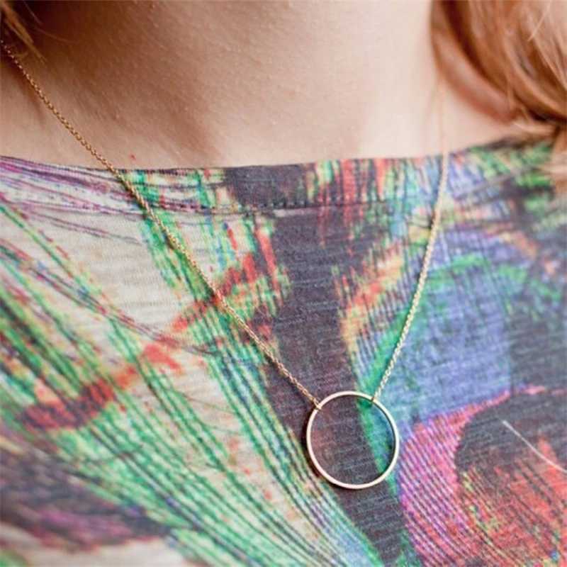 2024 Trendy New Minimalist Circle Pendants Necklaces for Women Eternity Collares Gold Color Chain Simple Design Neck Jewelry XJ250717