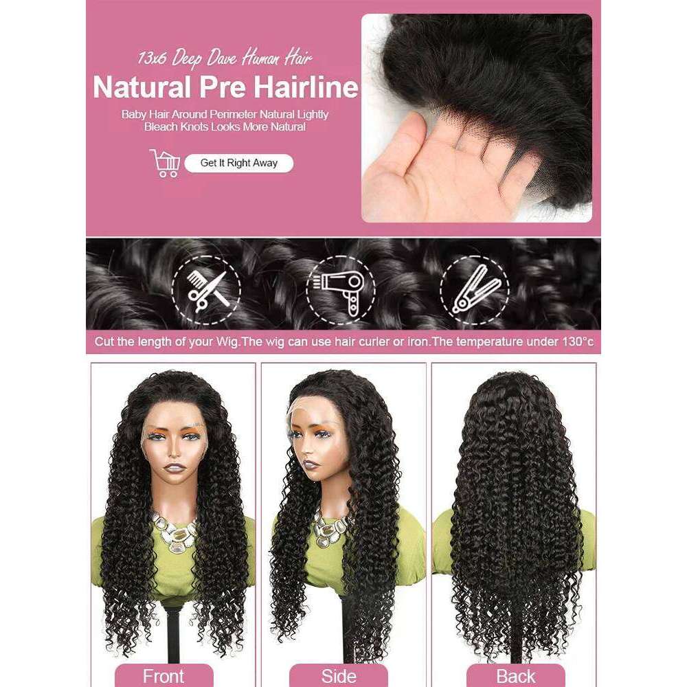 40 50 Inch Water Curly Front 13x4 13x6 HD Deep Wave Lace Frontal Wig 7x5 Glueless Human Hair Wigs For Women 300%