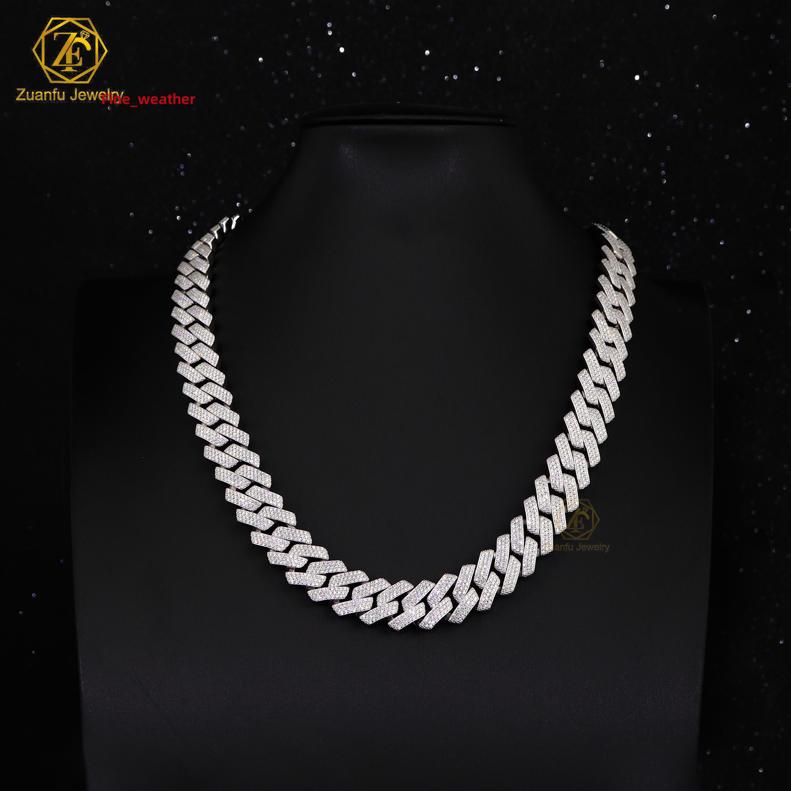 3 Rows15mm Cuban Link Chain Bracelet Iced Out 925 Silver Hiphop Round D VVS Diamond Moissanite Cuban Link Chain Necklace