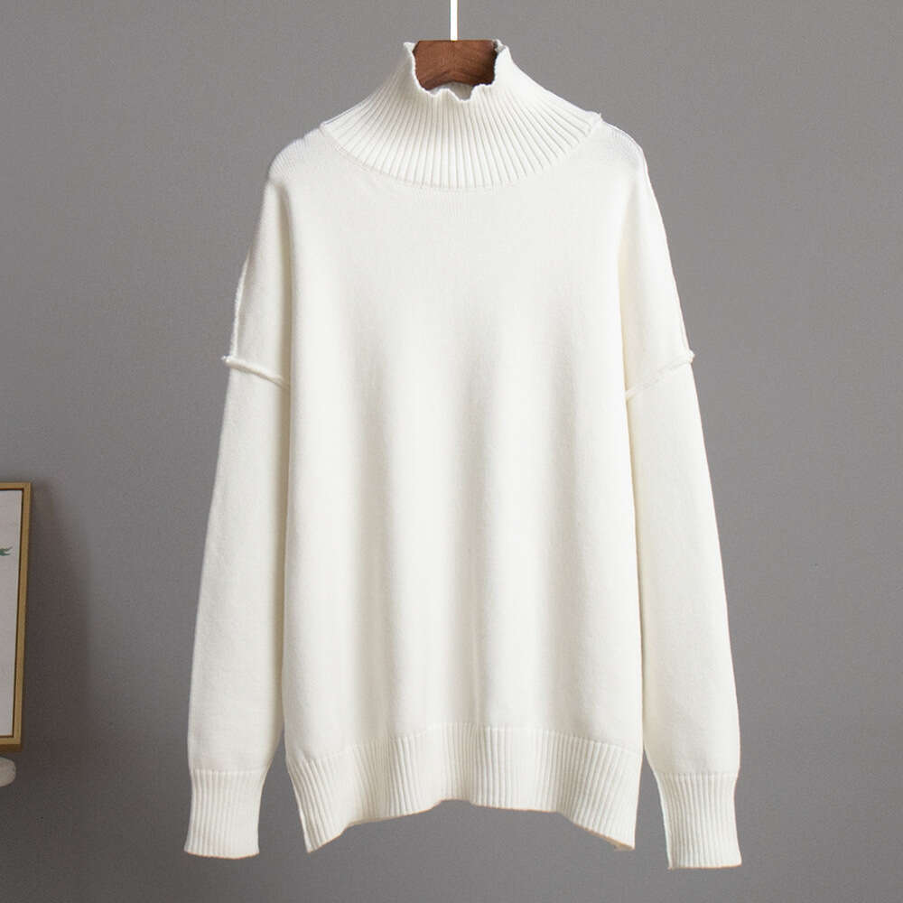 Patchwork Turtleneck For Women, New Autumn Winter Casual Loose Thick Knitted Pullover Sweater B5