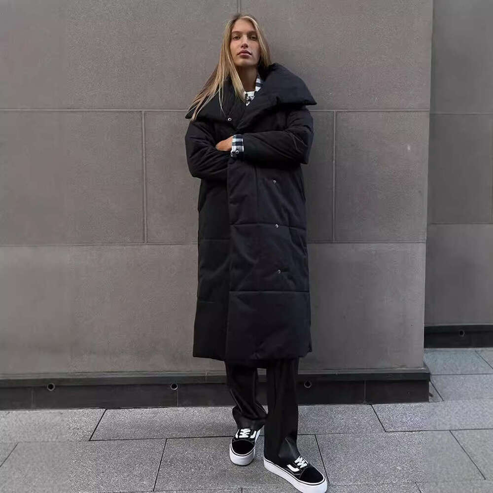 Jacket Winter New Loose Casual Warm Long Stand Collar Cotton Coat B5