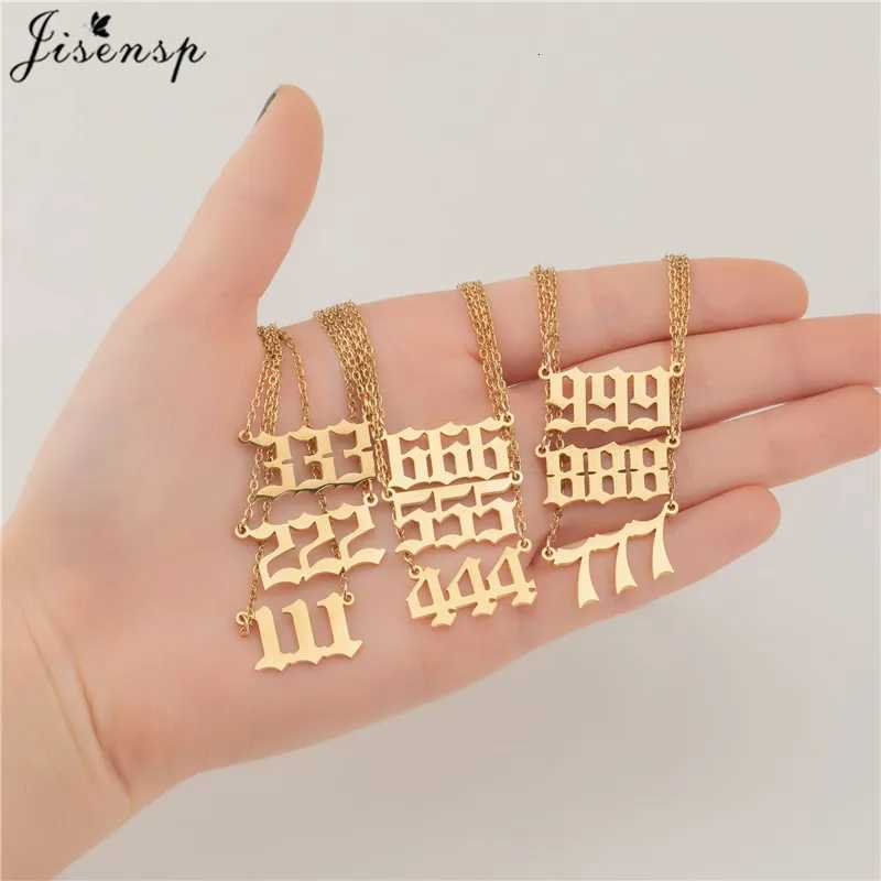 Stainless Steel Angel Number Lucky Numbers Necklaces 111 222 333 444 555 888 999 777 666 Pendant Necklace Charms Jewelry XJ250717