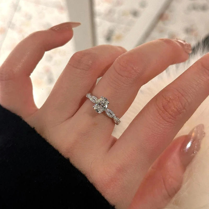 Smyoue Oval Cut 5*7mm Certified Rings for Women Plated Classic Wedding Jewelry 925 Sterling Silver Lab Diamond 250716