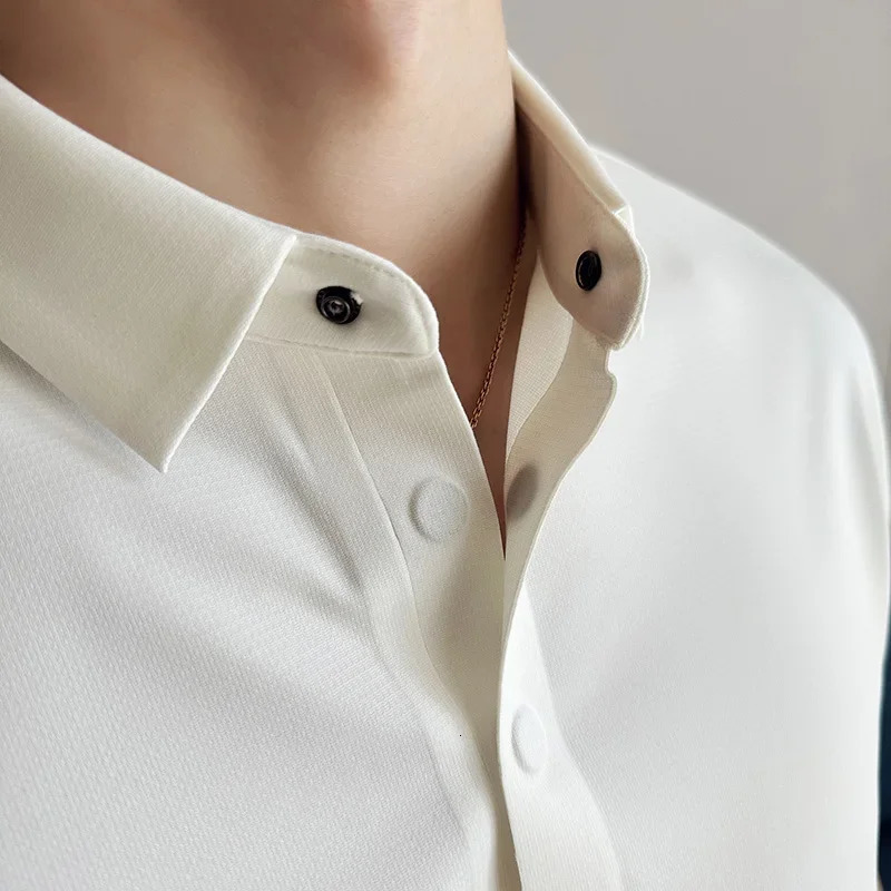 Men Polo Shirt 2025 Summer Ice Silk Light Thin Traceless Solid Casual Elastic Slim Fit Short Sleeved T-shirt Men Clothing 250715
