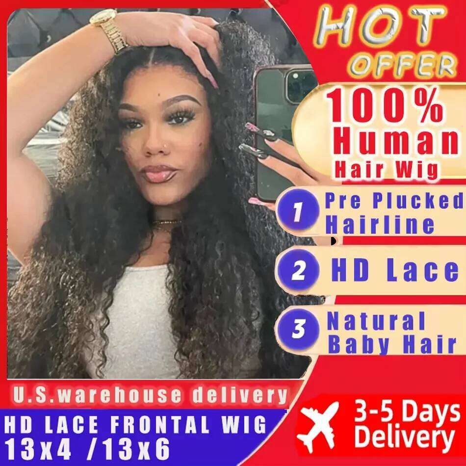 13x6 HD Transparent Deep Wave Frontal 250 Density 13x4 Lace Front Human Hair Wig Brazilian 30 40 Inch Curly Wigs For Women