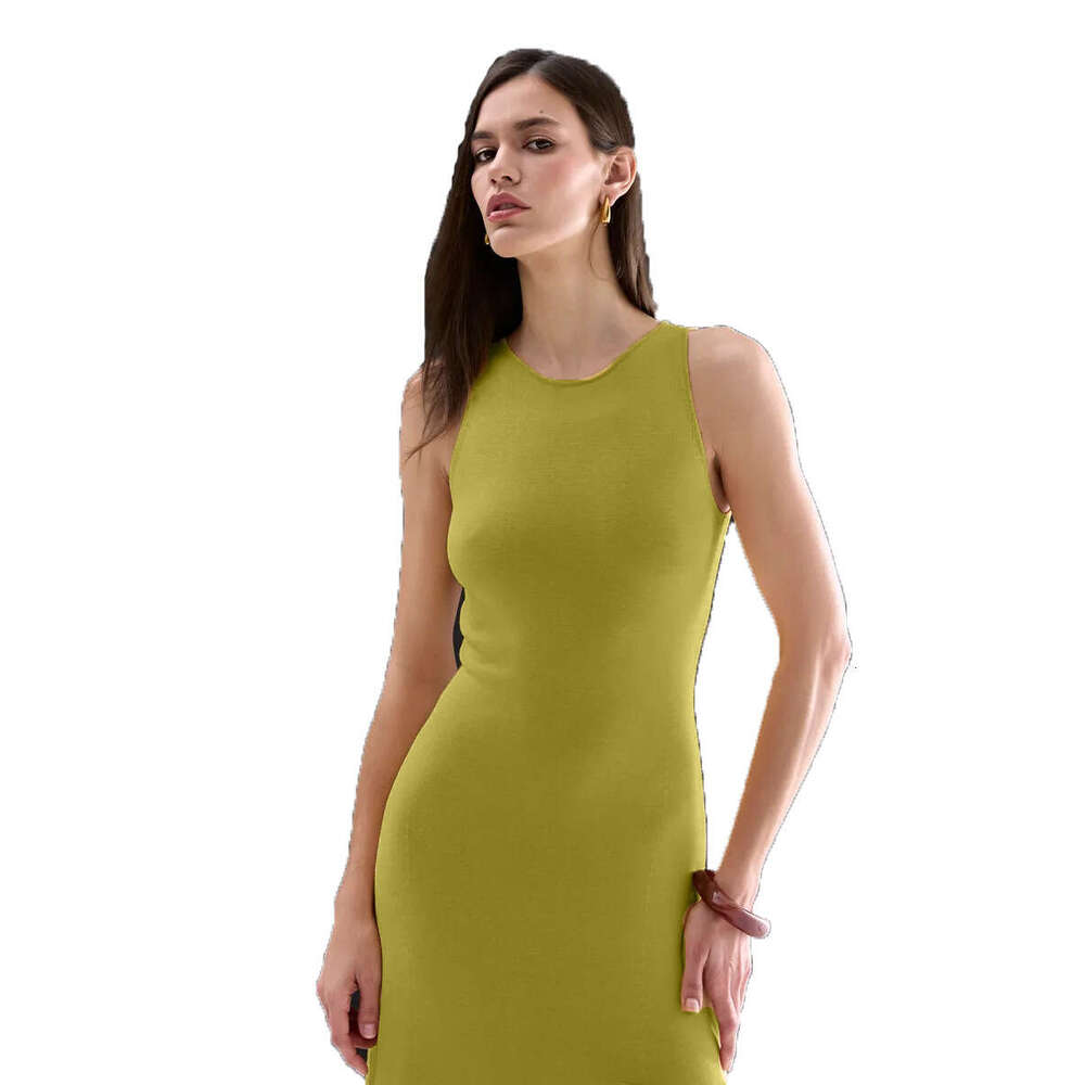 Autumn Winter Style Vest Sweater Elegant Versatile Slit Tight Long Dress Ins B5