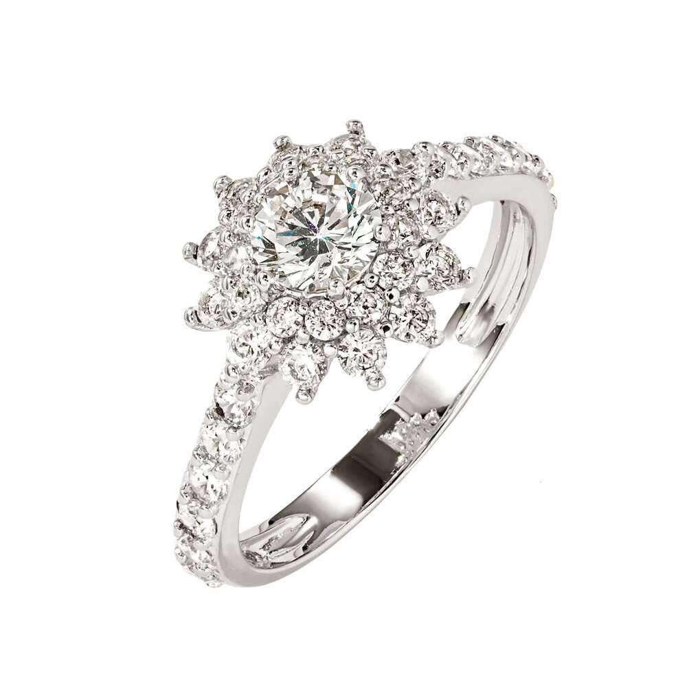 Icy Snowflake Fashion Commuting Classic Live Imitation Moissanite Ring Personality Versatile 919
