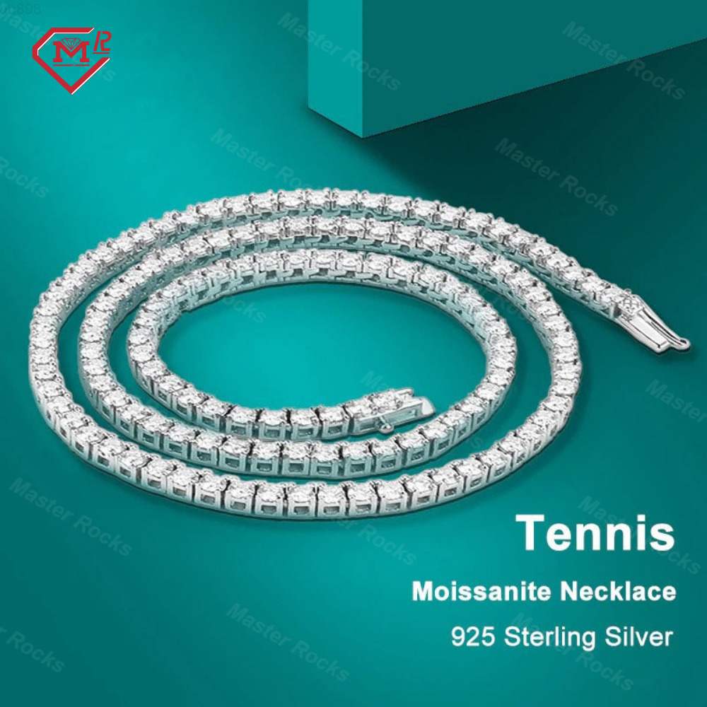 Wholesale Price Tennis Necklace 3mm 4mm Hip Hop Pass Diamond Tester Moissanite Tennis Chain