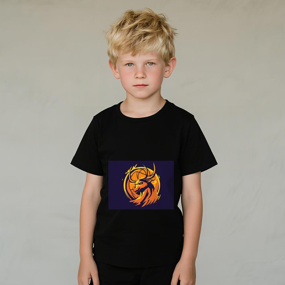 ddmywed Boy and girl Children's T-shirt T-shirt with an image of a dragon on it ' s chest