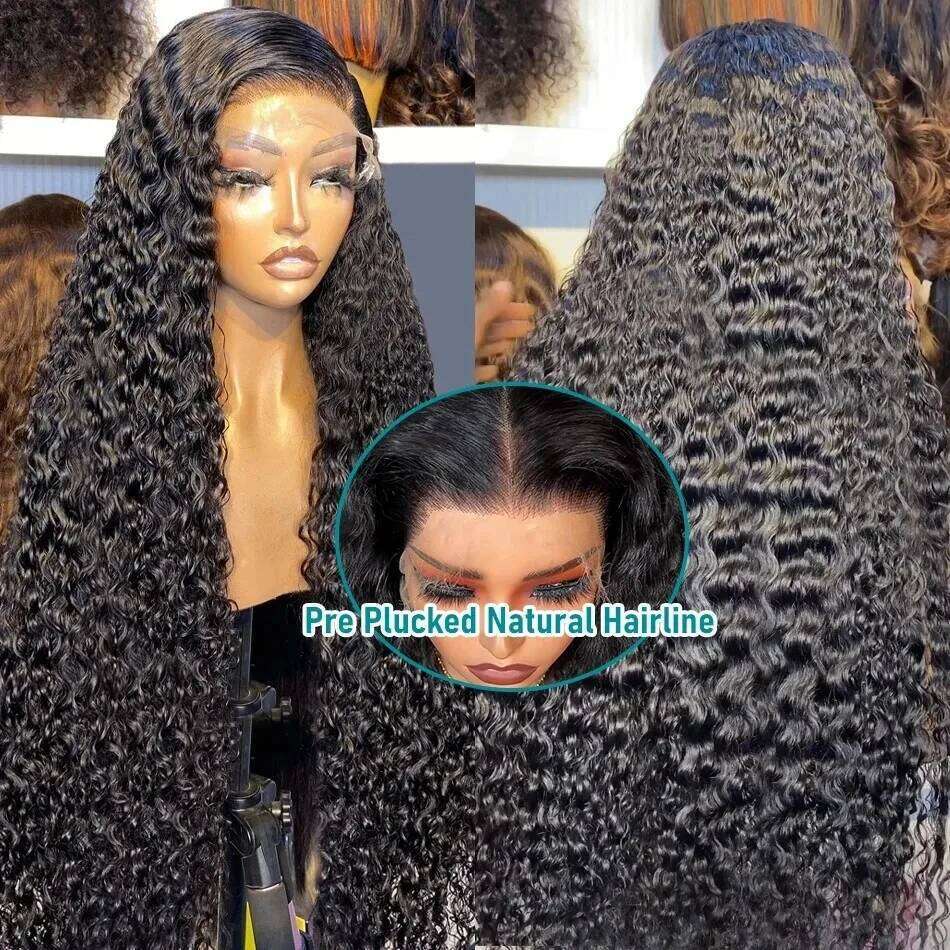 Wigirl HD 30 40 Inches 200% Curly Deep Wave 13X6 Front Human Hair Wigs 13X4 Synthetic Lace Frontal Transparent Brazilian Remy Wig