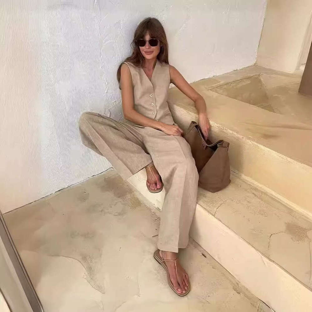 And Casual Two-Piece Spring Summer New Women's Fashion Sleeveless Vest Low-Waist Pants Set B5