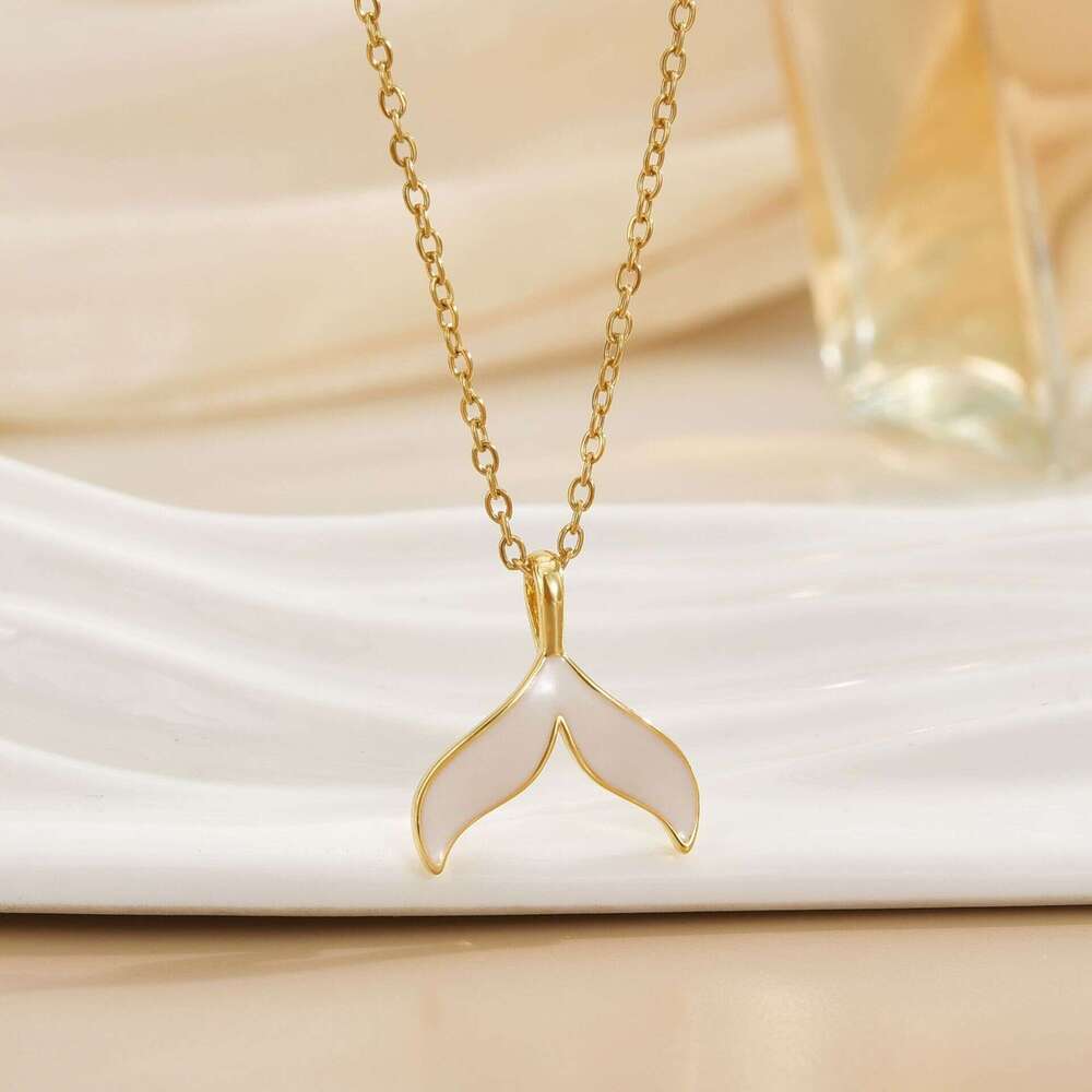 Oil Drip Fish Tail Necklace For Women, Collarbone Chain, Niche Design, Simple And Elegant Jewelry Accessory Fed