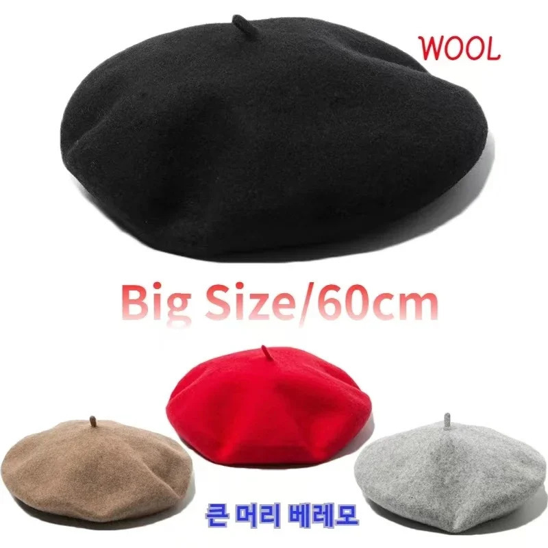 Korea Big Size Wool Berets Women Men Large Size Warm Artist Hats Unisex French Style Classic Winter Hat Female Retro Painter Cap 250716