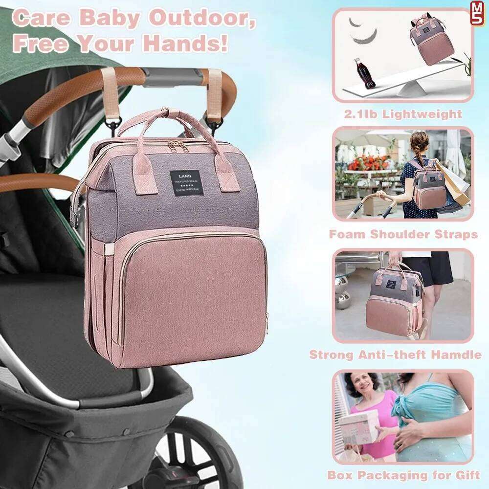 New Arrival Foldable Mommy With Crib Bed Large Capacity For Travel And Daily Use Diaper Bag Backpack