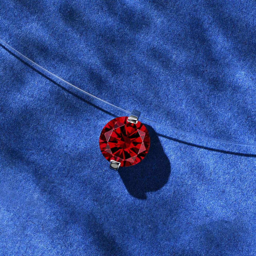 2 fashion Red Invisible Necklace Mermaid's Tears 2025 New Pure Sier Internet Celebrity Same Style Zircon Pendant F80