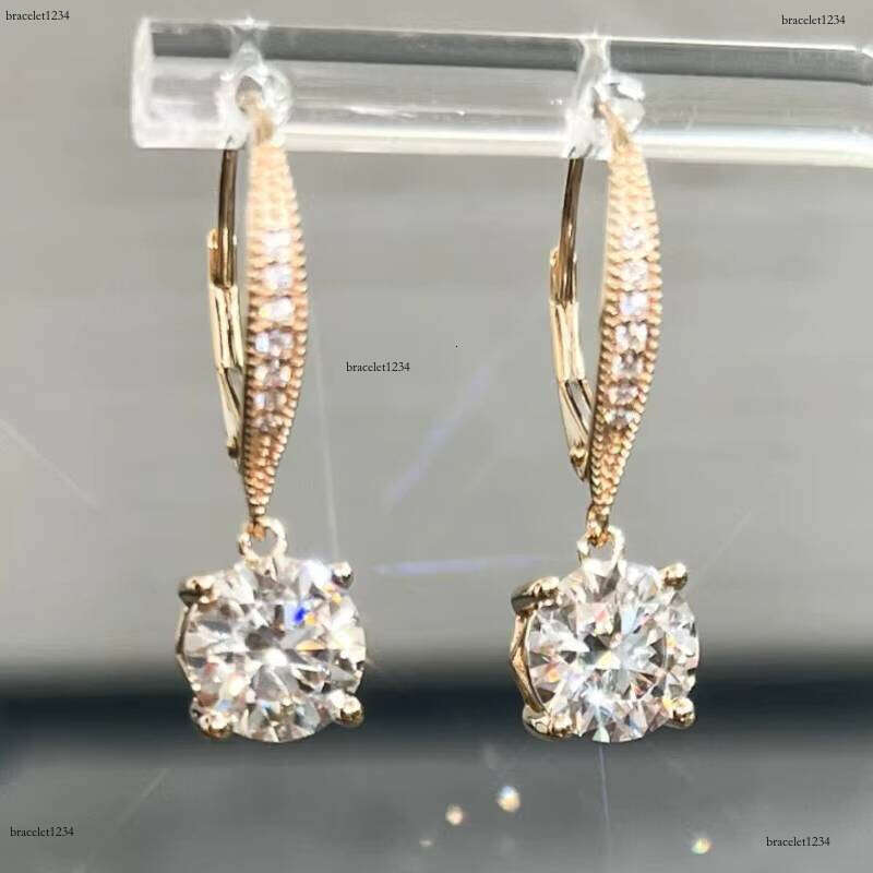 Classic 6.5mm Moissanite Hoop Earring 14K Yellow Gold Fine Jewelry Vvs Iced Out Moissanie Earrings