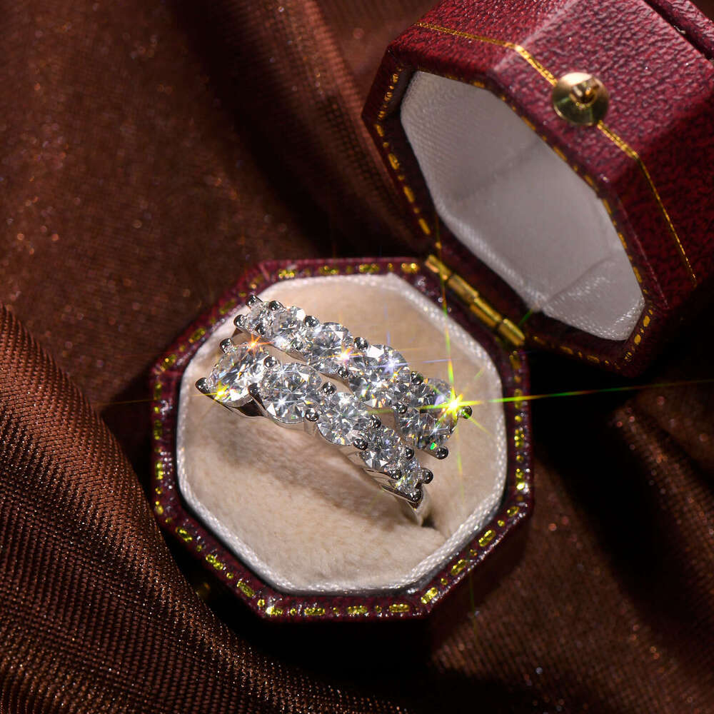 New Style Personality High-End Moissanite Light Luxury S Silver Twisted Arm Double-Headed Open Ring 5Fa