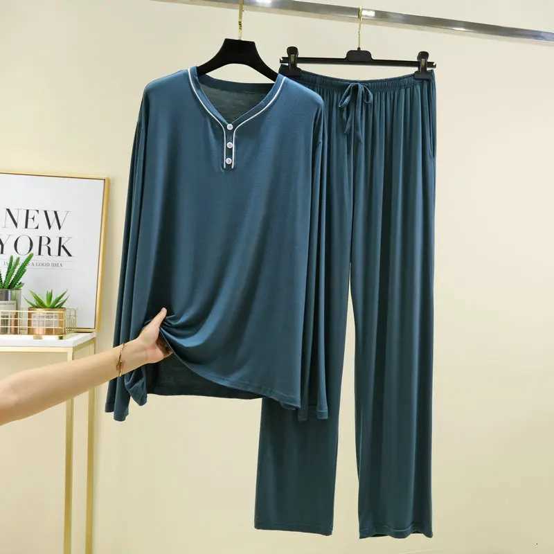 Mens Pajamas New Large Size Loose Sleepwear Set Casual Modal Pajamas For Men Long Sleeve Spring Autumn Home Clothing Male W250717