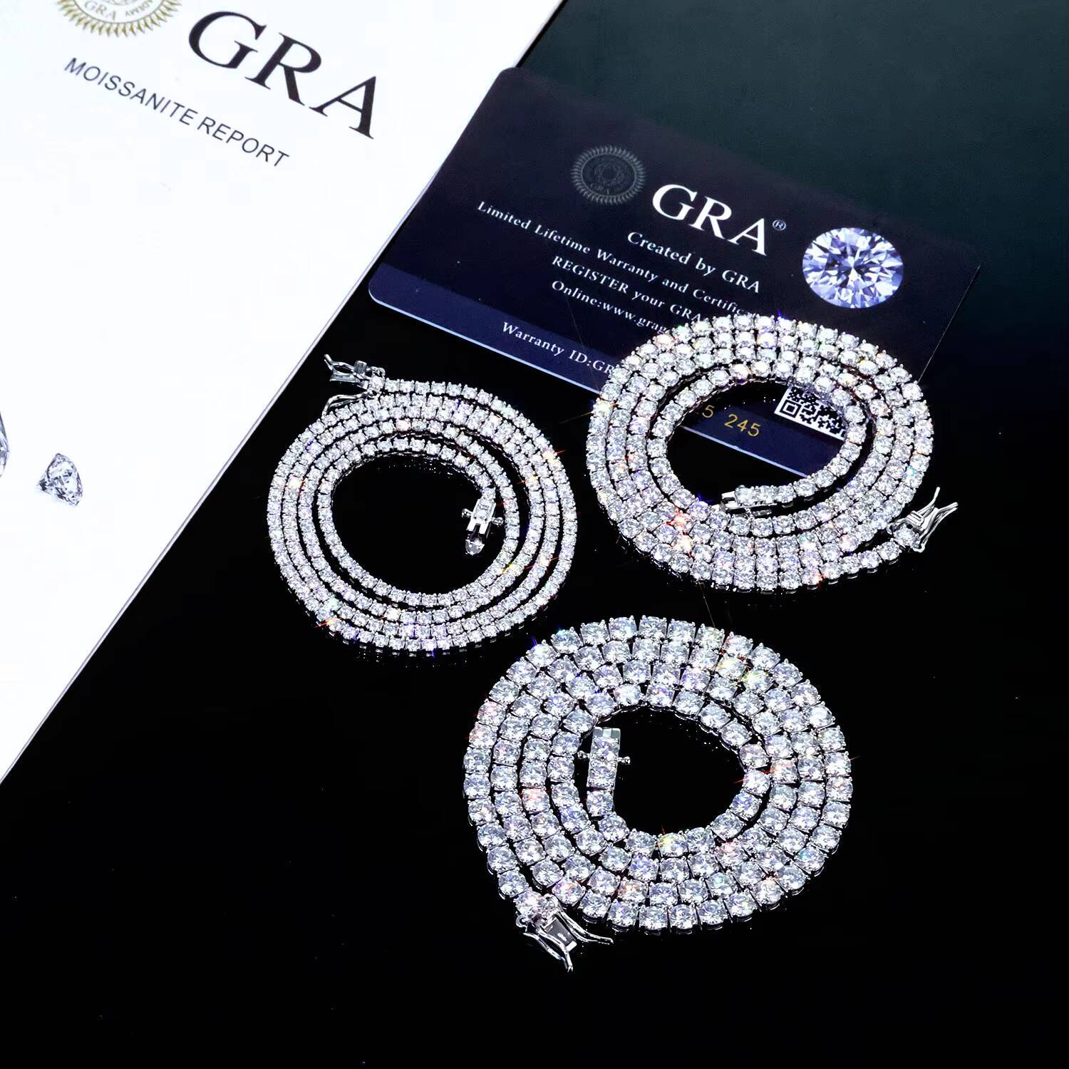 ESKEEM 925 Silver VVS D Color Moissanite 3/4/5/6mm Iced Out Shining Brilliant Tennis Necklace Pass Diamond Tester