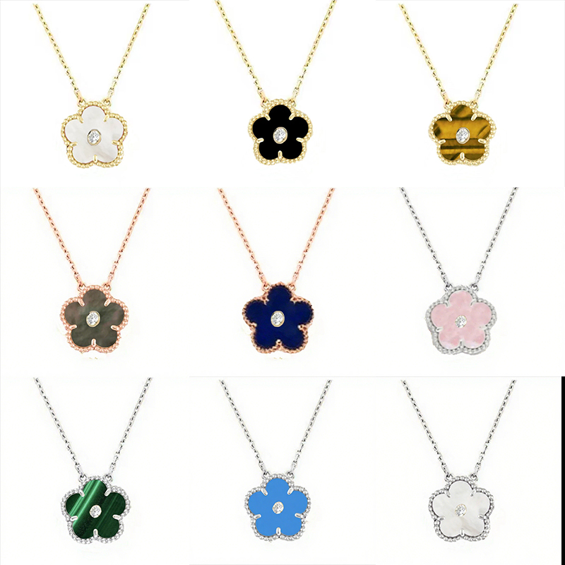 Fashion brand clover necklace luxury single flower single diamond pendant necklace classic crystal stainless steel designer necklace for women