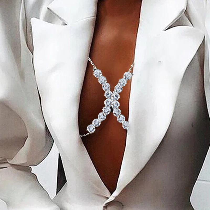 Stonefans Chest Bracket Bras Chain Body Jewelry for Women Underwear Rhinestone Body Chain Lingerie Harness Bikini Rave Party 250715