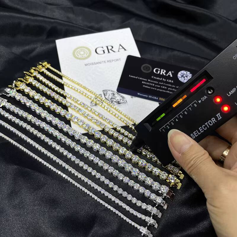 Cheapest White GRA Moissanite Tennis Chain Bracelet Ice Out 925 Silver Bracelet Hiphop Men Moissanite Bracelet