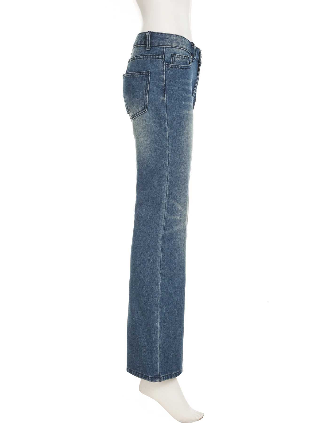 iamsure Basic Slim Flare Pants Y2K Casual Low-Waisted Jeans Women 2025 Streetwear Trousers Wide Leg Pants Holiday Capris Ladies R250716