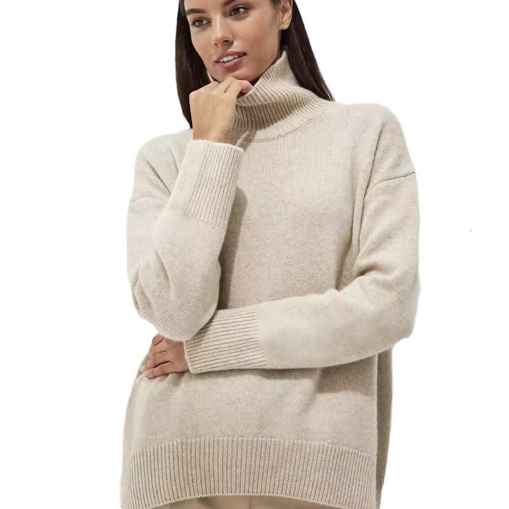 Multi-Color High Solid Color Sweater Loose Pullover Stand Collar Tops Women Clothing 66 B5