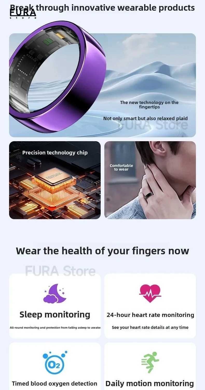 Suitable for SAMSUNG Smart Ring Mens and Womens Heart Rate Oximetry Monitor IP68 Waterproof Smart Ring PX01 Multi Sport Mode W250717