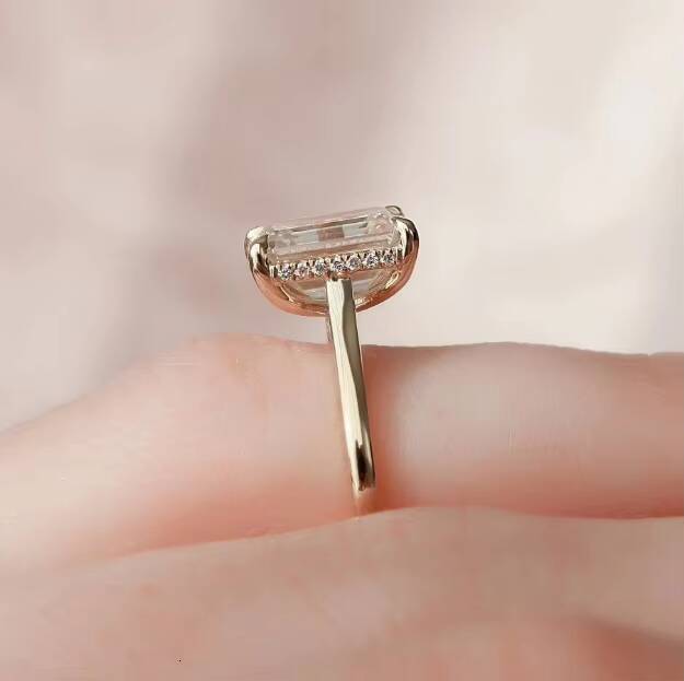 Custom Design 3 Ct Emerald Cut Moissanite Engagement Ring