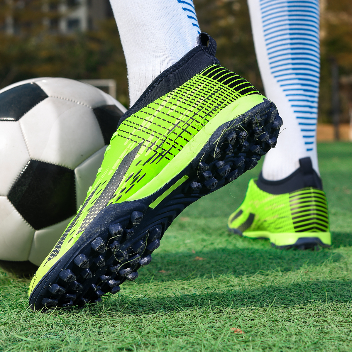 Black Orange Green Fragment Stud Football Shoes - High School & Junior Boys' Sizes