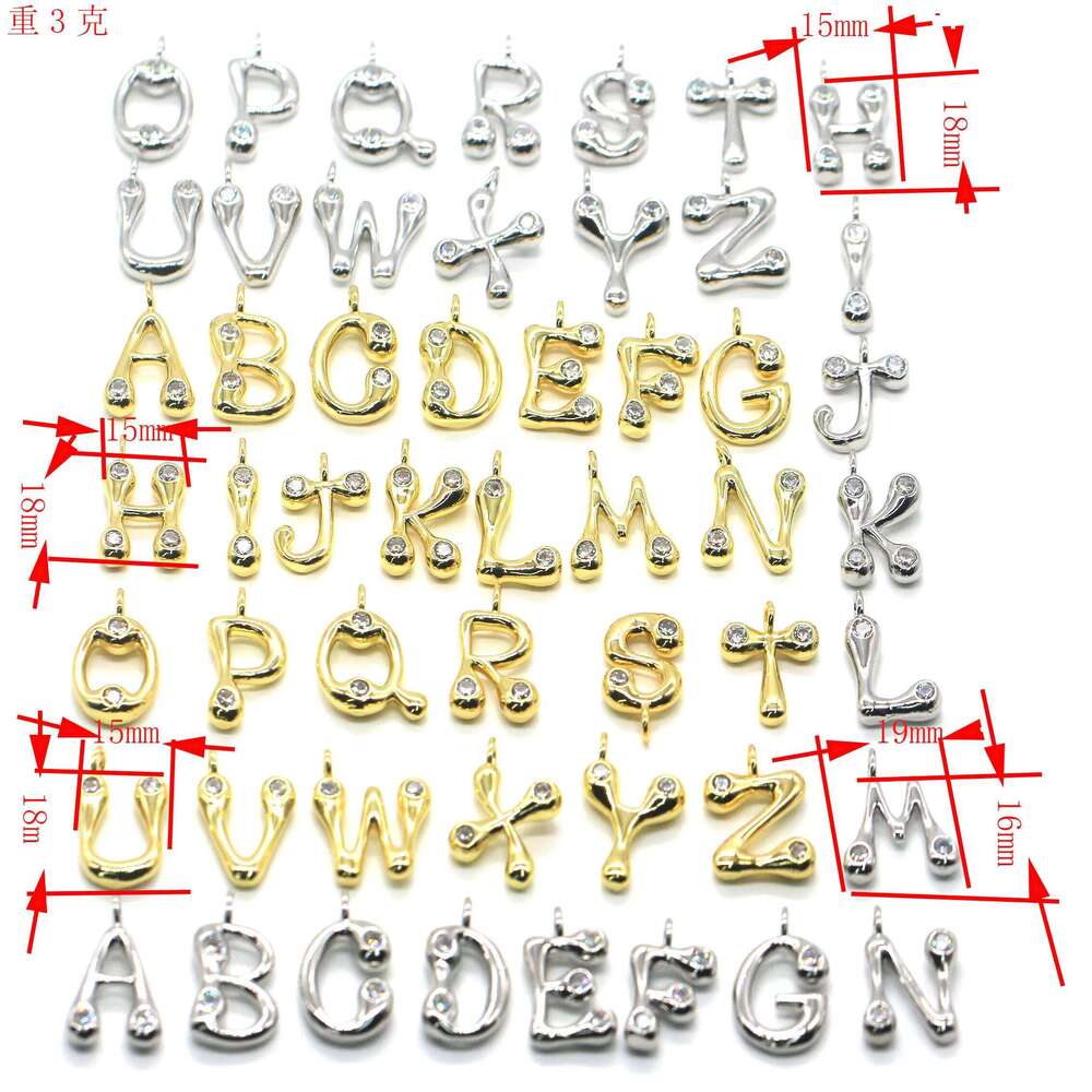 Accessories Electroplated Stainless Steel Initial Zircon Brass Letter Pendant Jewelry
