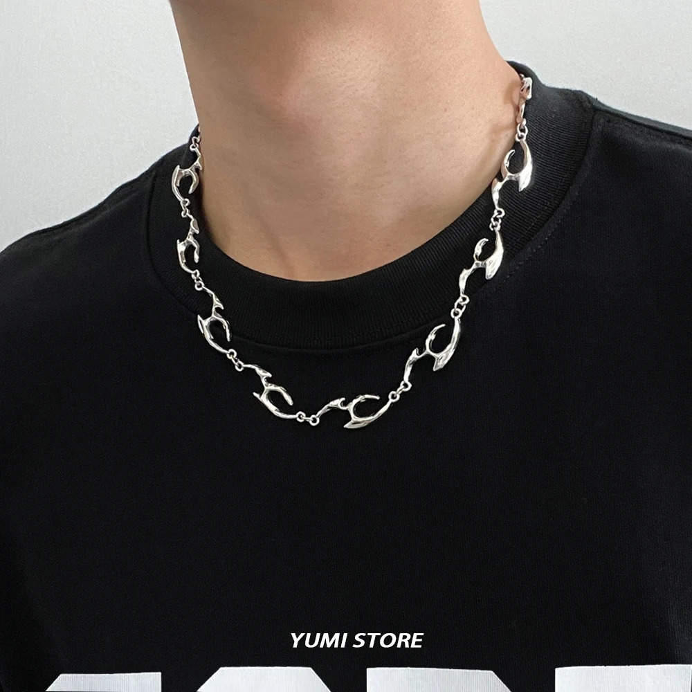 Trend Irregular Steel Necklace For Man Collar Chain Unisex Jewelry Street Hip Hop Accessories Wholesale 250715