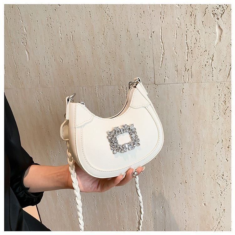 Free Shipping 2025 Summer New Designer Bag Retro Bag For Women New High-end Rhinestone Lock Buckle Saddle Bag Light Luxury Premium And High-quality Sh