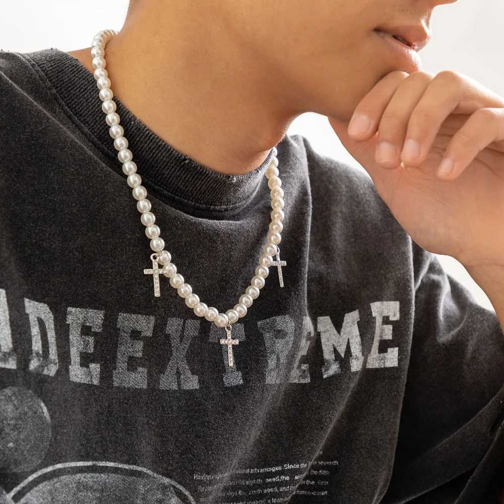 Trendy Gold Sweet Cool Pearl Hip Hop Unisex Korean Style Necklace Men Necklace Fashion Necklace Clavicle Choker XJ250717