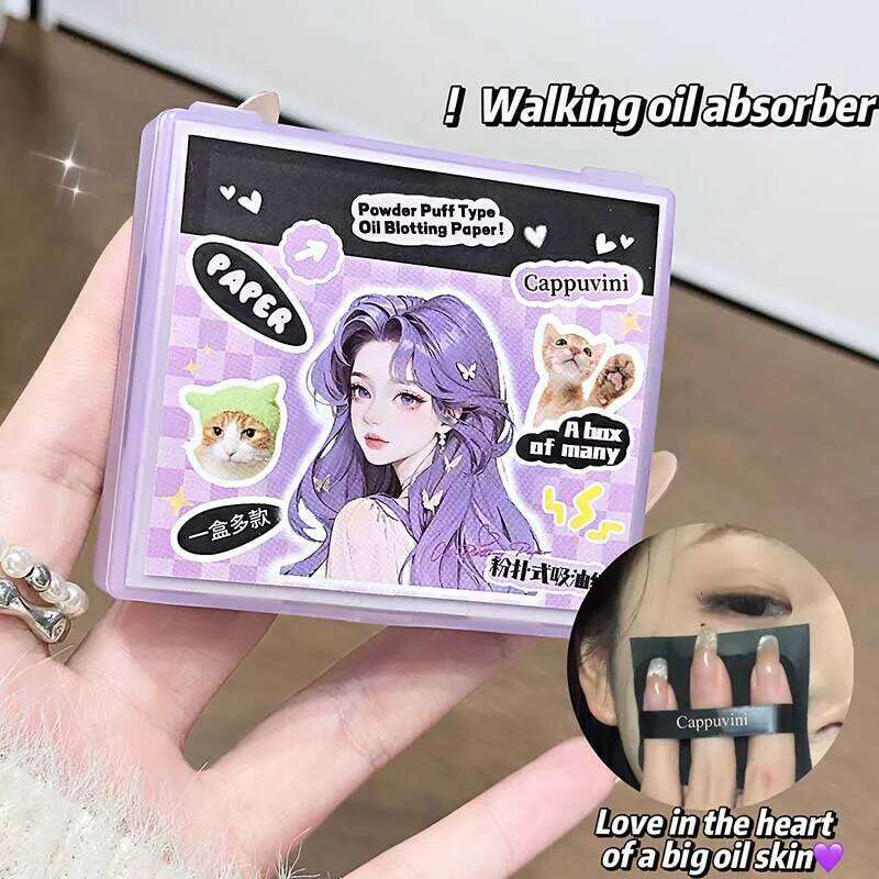 Lishu 100 Sheets Clear Blotting Paper With Powder Puff Control And Makeup Setting Oil Absorbing Wipes Cosmetic Tool X250717 X250717 X