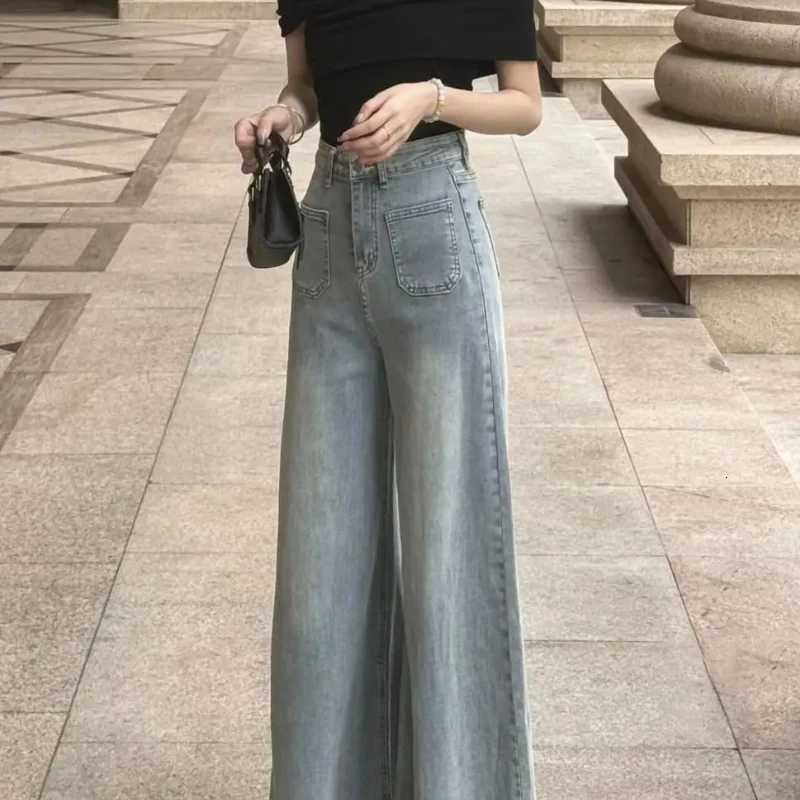 Women Jeans High Waist Wide Leg Denim Pants for Women Korean Fashion Cheap Medium Wash Unique Clothes Fitted Vintage Trousers R250716
