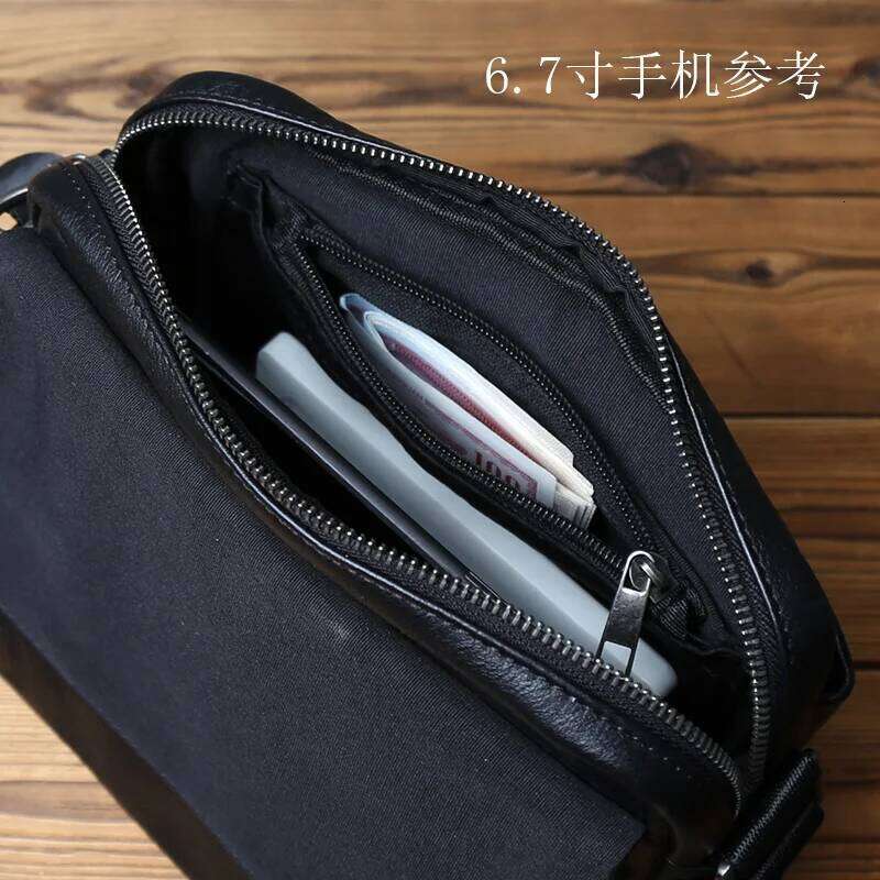 NZPJ Men's Genuine Top Layer Cowhide Leather Shoulder Bag Casual Messenger Mini Backpack Fashion Trend For 8-Inch iPad